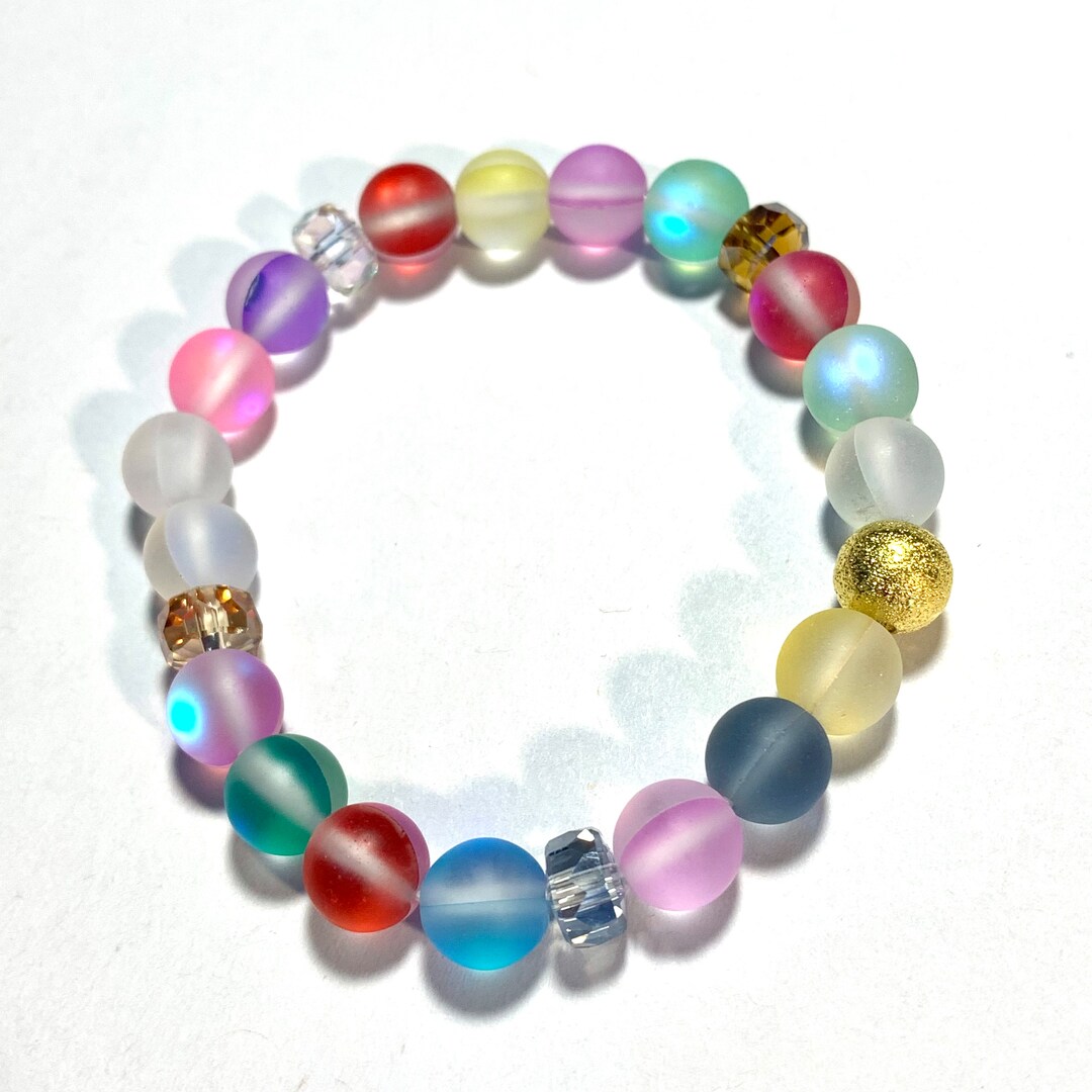 Mermaid Glass Bead Bracelet Gorgeous Luster Request Your perfect Size After Purchase Stretchy Elastic Flexible Bracelet Stackable MakerPlace by